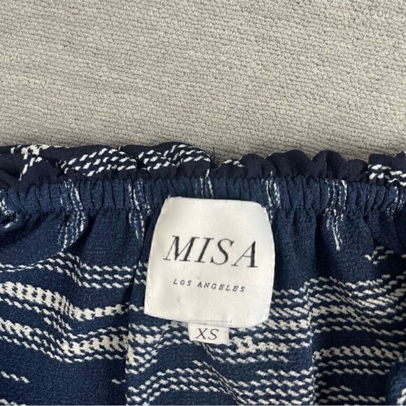 Misa Off the Shoulder Navy Blue Tiered Top Women’s Size XS Stretch - Picture 5 of 7